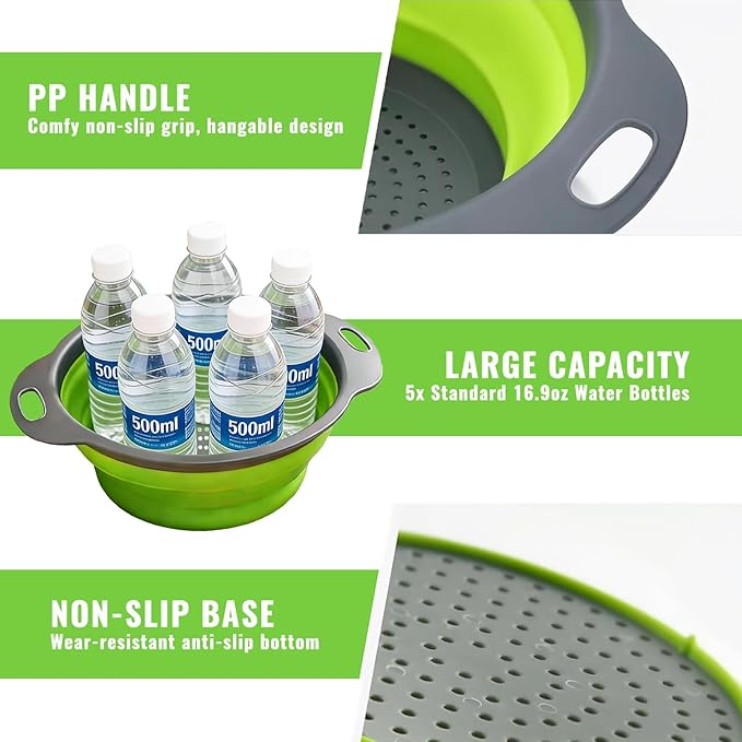 2 Pack Collapsible Silicone Colander - Image 5