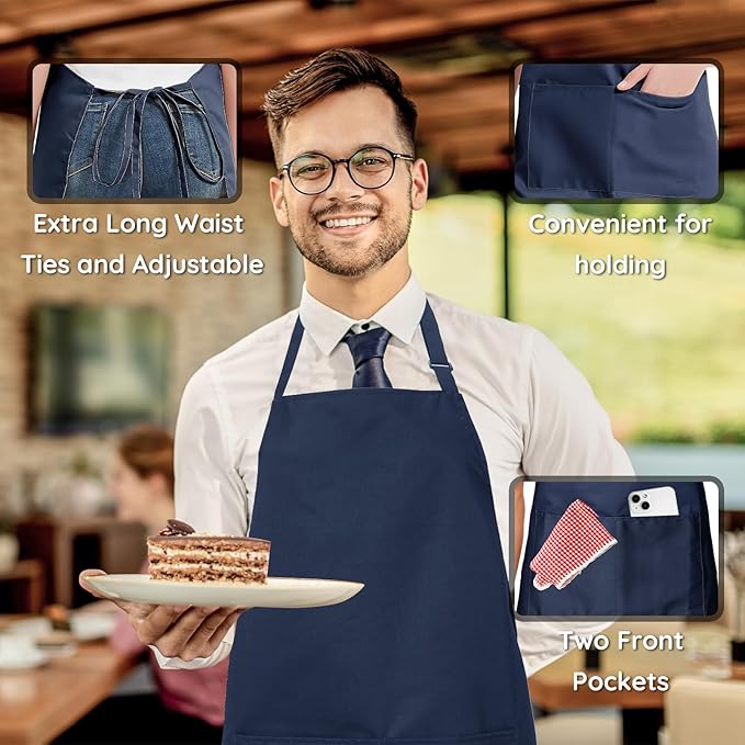 4 Pack Chef Apron, Waterproof Apron, Adjustable Apron - Image 4
