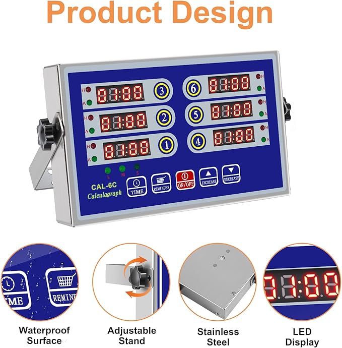 Kitchen Timers for Cooking – 6 Channel Commercial Kitchen Timer Restaurant - Image 6