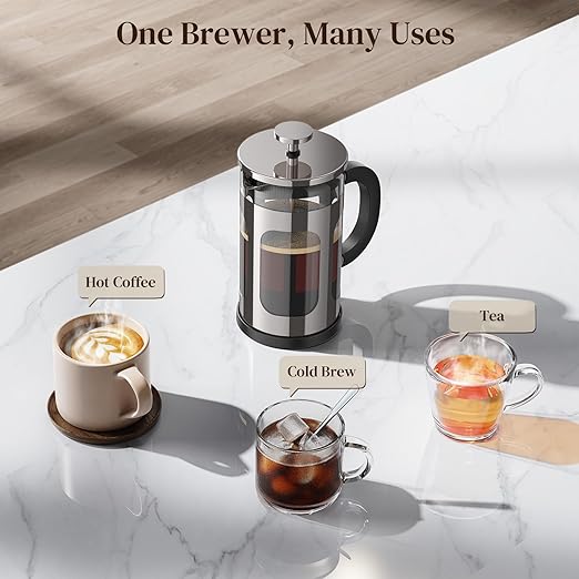 Veken French Press Coffee Maker 21oz 0.6 L, Single Serve Small Pot, Heat - Image 8