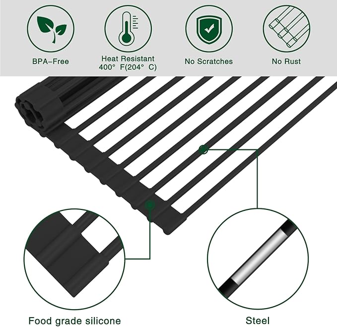 HANZENMA Roll Up Dish Drying Rack Over The Sink Kitchen Roll Up Sink Drying - Image 5