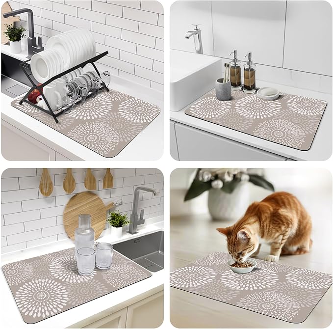 LuxStep Dish Drying Mat Super Absorbent Kitchen Counter Mat Rubber Backing - Image 7