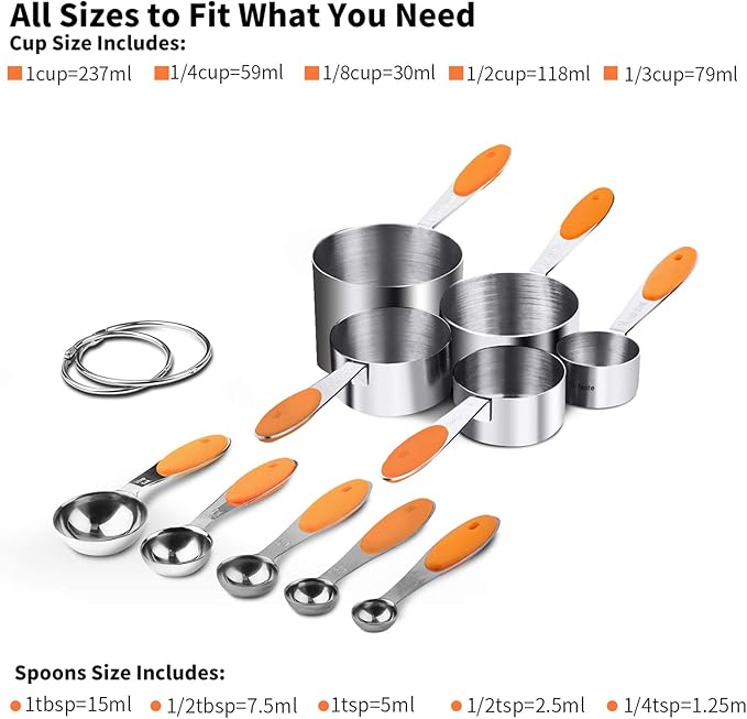 Measuring Cups : U-Taste 18/8 Stainless Steel Measuring Cups and Spoons Set of - Image 2