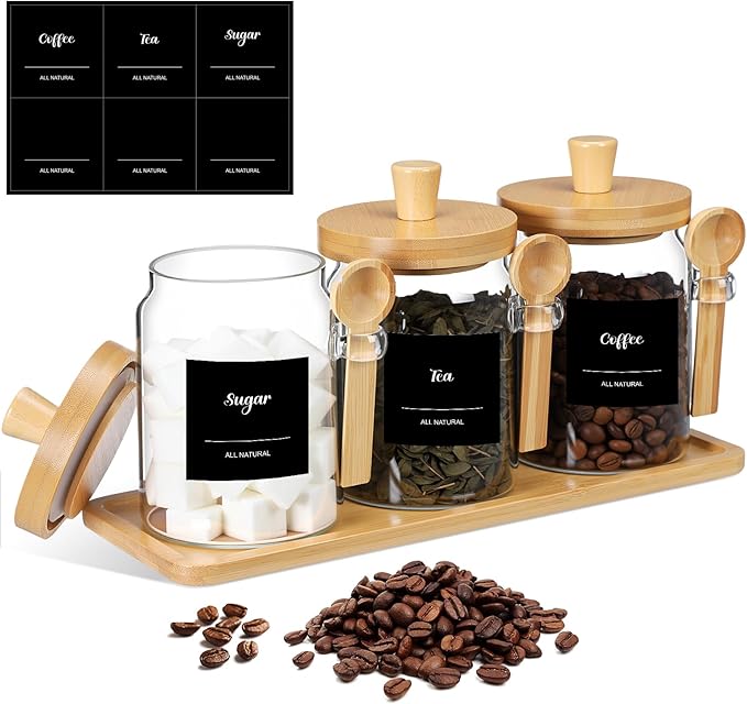 Suclain 3 Pcs Glass Coffee Container by Suclain