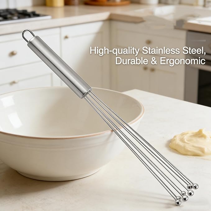 Whisk Set, Stainless Steel Ball Whisk Kitchen Tools Ideal - Image 3