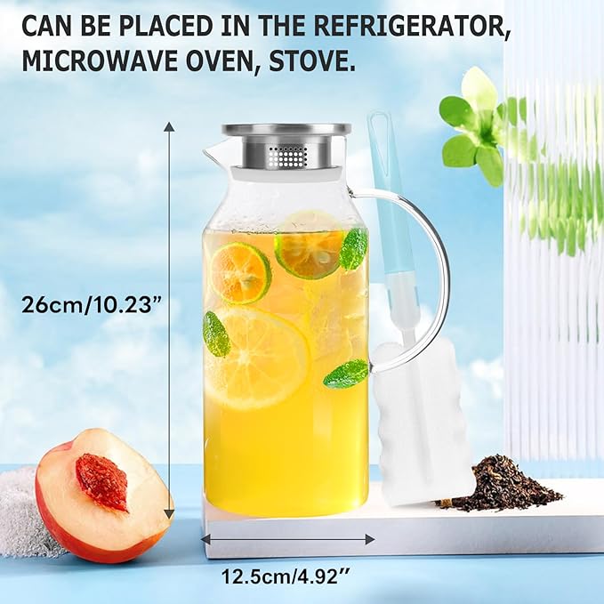 Yirilan Glass Pitcher, 90 oz/2.6 Liter Water Pitcher - Image 2
