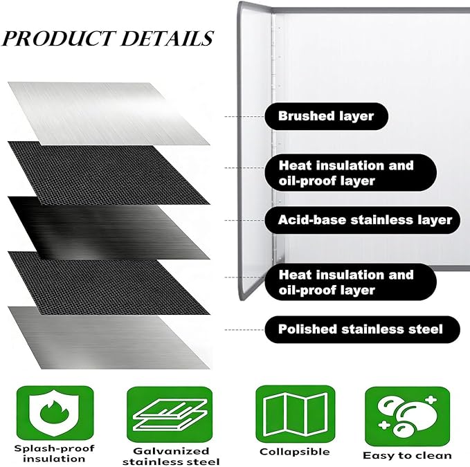 4 Sided Foldable Splatter Guard, Stainless Steel Grease Splatter Screen - Image 3
