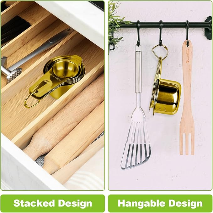 7 Pcs Gold Measuring Cups Stainless Steel, Nesting Metal Measuring Cups - Image 4