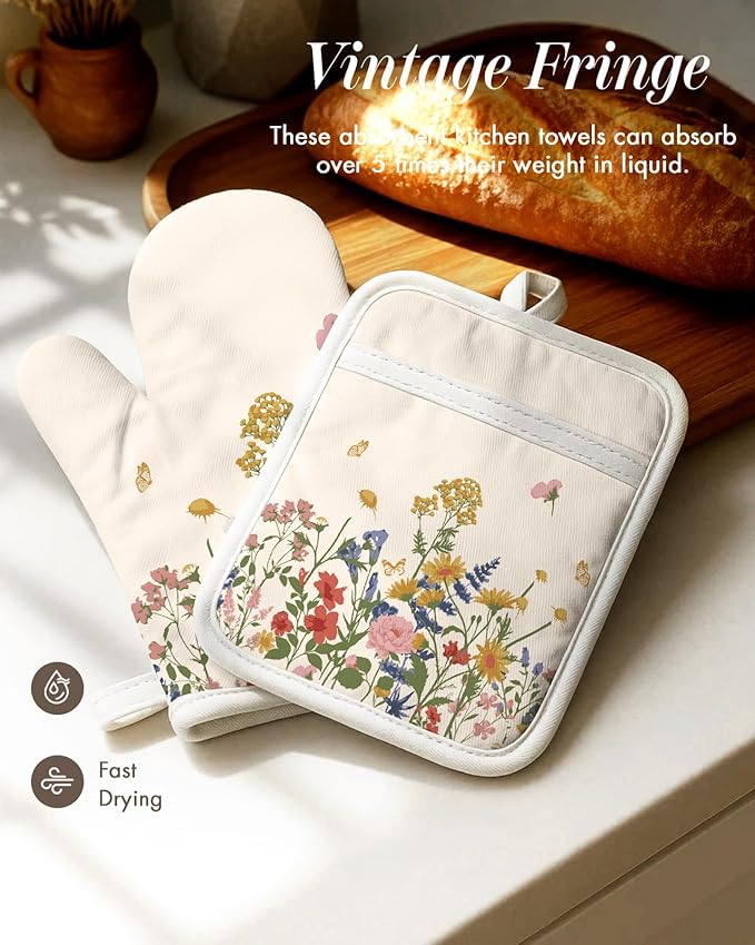Miss Adola 270 GSM Cotton Kitchen Towels, Oven Mitt and Pot Holder - Image 3
