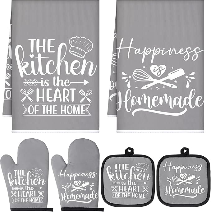 Sratte 6 Pcs Kitchen Decor Accessories Set Farmhouse Towels Pot Holders Oven by Sratte