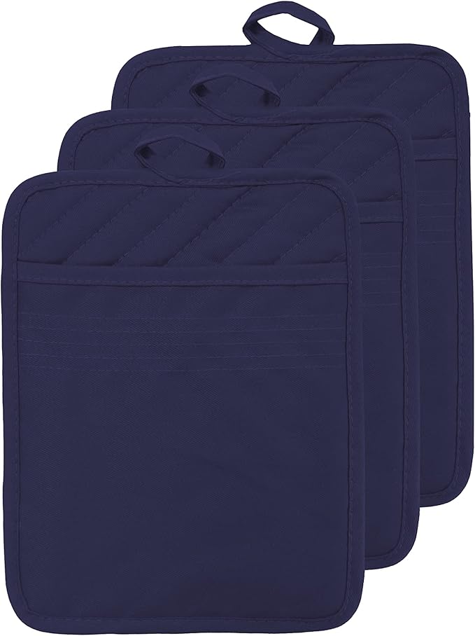 Oven Pot Holder with Pocket Cotton Heat Resistant Coaster Potholder Kitchen Hot by VEIKERY