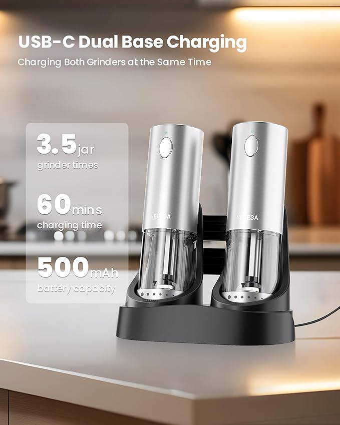Electric Salt and Pepper Grinder Set - Image 3
