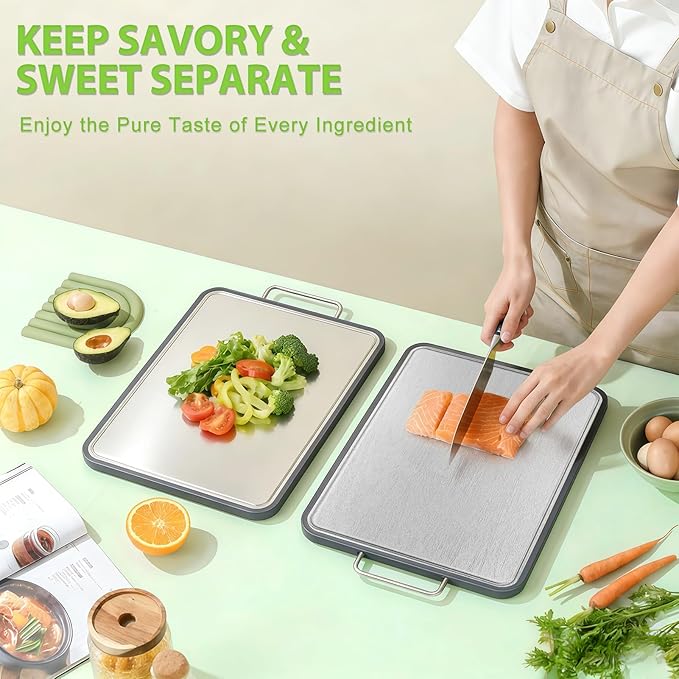 Stainless Steel Cutting Board for Kitchen, Double Sided Defrosting Tray - Image 8