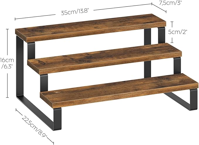 YATINEY Spice Rack, 3 Tier Wooden Display Riser Stand, Kitchen Storage Organizer - Image 8