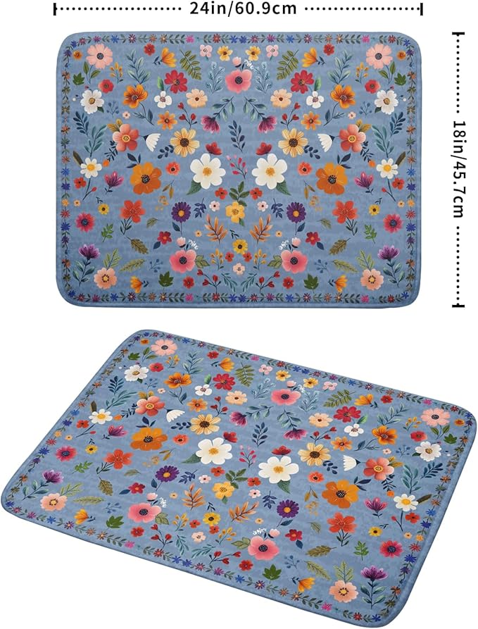 Colorful Flower Dish Drying Mat - Image 2