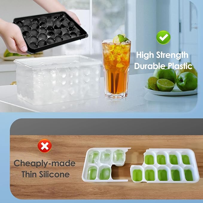 WIBIMEN Ice Cube Tray with Lid and Bin - Image 7