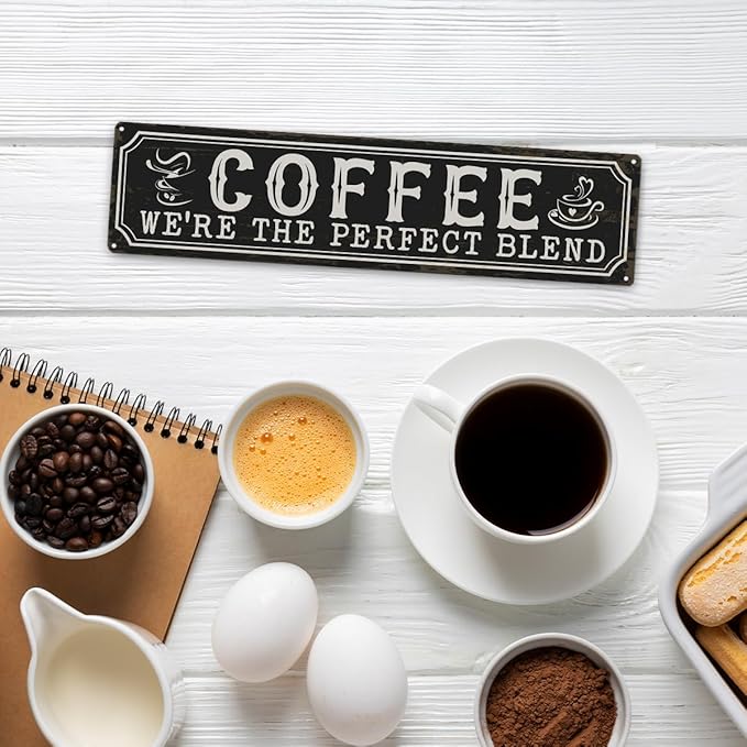Coffee Metal Tin Signs, Coffee We're the Perfect Blend, Farmhouse Kitchen Decor - Image 5
