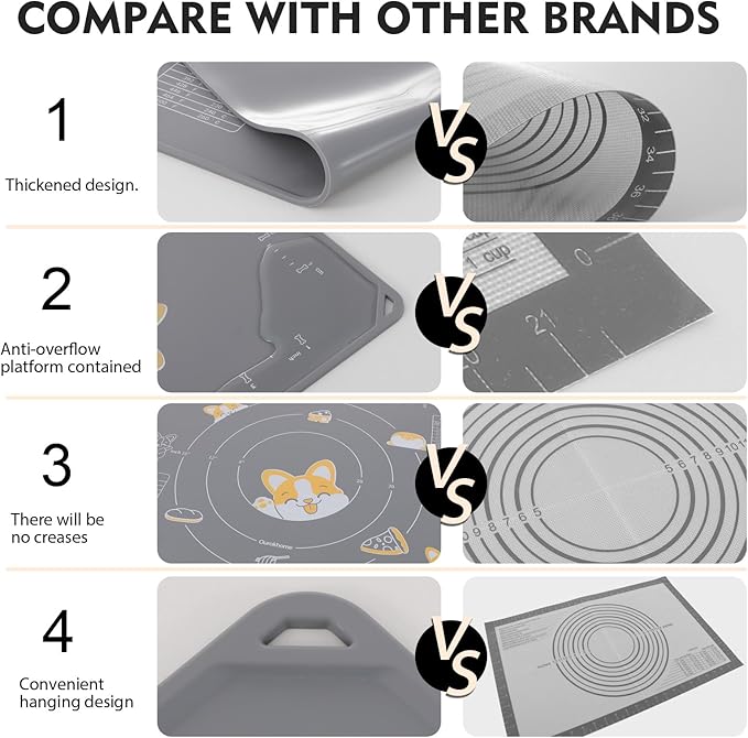 Ourokhome Silicone Baking Mat Sheet and Pastry Dough Cutter, 0.5 Inch Thick - Image 5