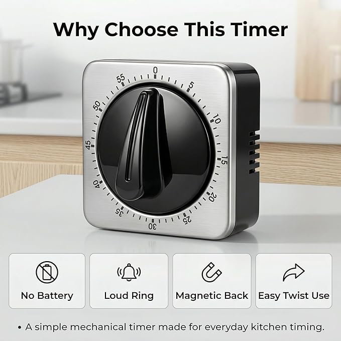 Searon Kitchen Timers for Cooking, Mechanical Wind Up Timer - Image 9