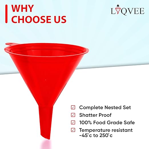 Funnel for Kitchen Use – Red Set in 4 Sizes | Durable, Non-Toxic Food Grade - Image 4