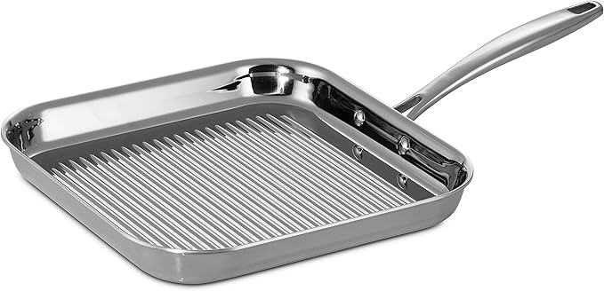 Tramontina Signature Tri-Ply Clad Stainless Steel 11-Inch Square Grill Pan by Tramontina