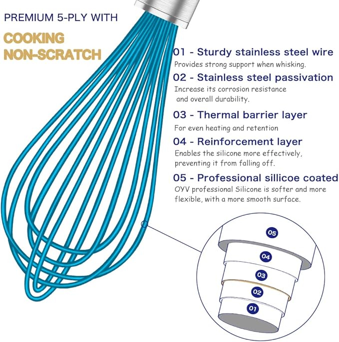 OYV Whisk, Sturdy Stainless Steel Wires Coated in Professional Silicone - Image 3