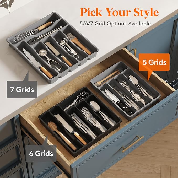 Lifewit Silverware Drawer Organizer Tray, Plastic Cutlery Storage - Image 8