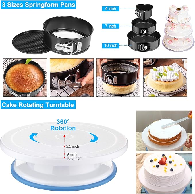 Cake Decorating Supplies, Cake Rotating Turntable, 48 Piping Icing Tips - Image 2