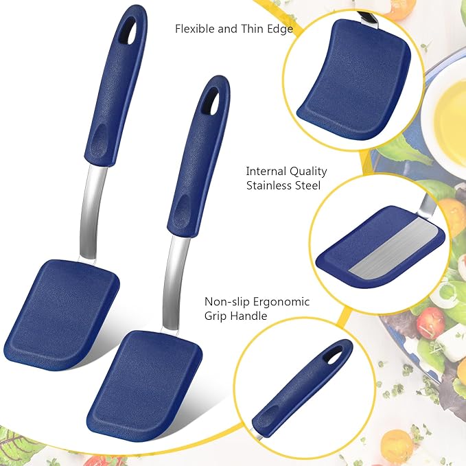 Silicone Cookie Spatula Turner 2 Pack Mini Brownie Spatula Flexible Kitchen - Image 3
