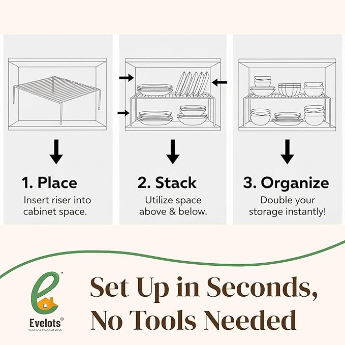 Evelots Kitchen Cabinet Wire Shelf Organizer/Rack - Image 5