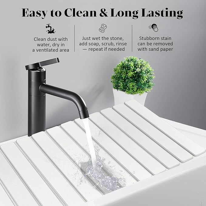 Large Stone Dish Drying Mats for Kitchen Counter, Quick Drying Collapsible Dish - Image 5