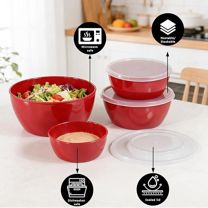 4-Piece Classic Plastic Prep Bowls - Image 5