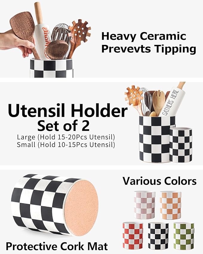 Checkered Kitchen Utensil Holder - Image 3