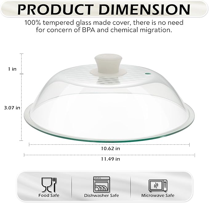 OEC Lighter Weight Tempered Glass Microwave Splatter Cover - Image 2