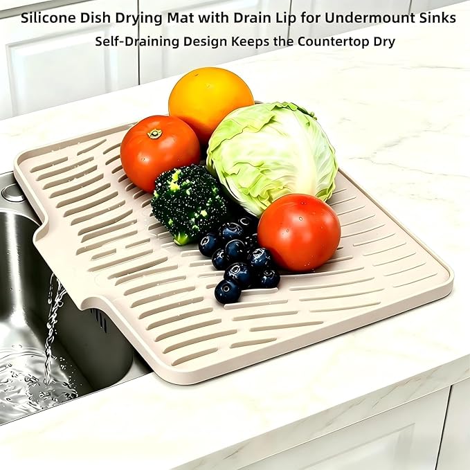Silicone Dish Drying Mat for Kitchen Counter Sink, Non-Slip dish drying Pad - Image 3