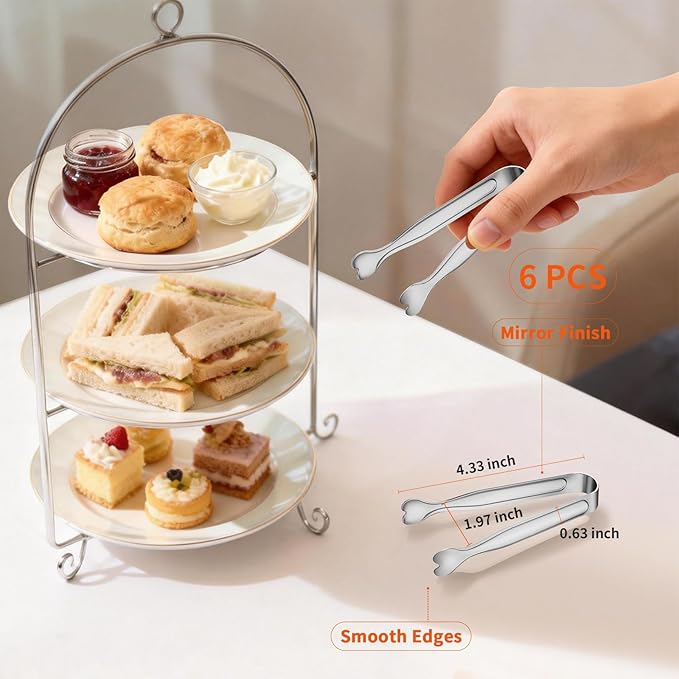 6 Pcs Mini Serving Tongs, 4.3 Inch Heart-Shaped Small Ice Tongs, Food Grade - Image 4