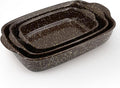 3-Pack Deep Rectangular Ceramic Baking Dishes, Heavy-Duty Oven-Safe Stoneware by Krokori