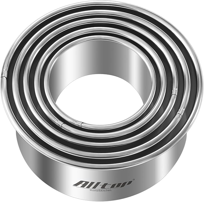 ALLTOP 5 Pcs Round Biscuit Cutter-Stainless Steel Baking Essential Tool by ALLTOP