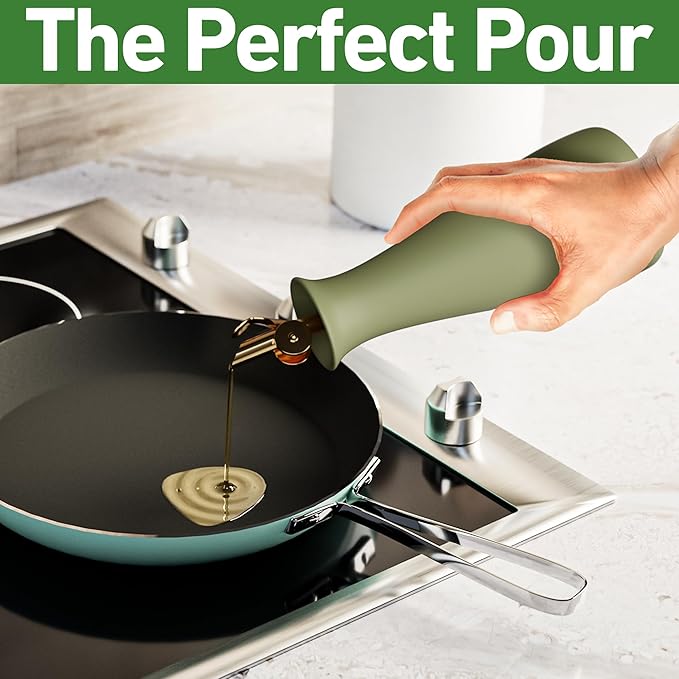 Ceramic Olive Oil Dispenser - 530 ML Capacity Matte Green Ceramic Oil Dispenser - Image 5
