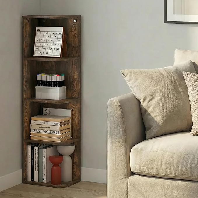 Furinno PASIR Book Shelf, 4-Tier Corner Bookshelf - Image 4