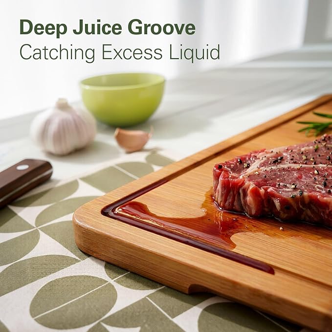 Zarler Bamboo Cutting Boards for Kitchen, Durable Wood Cutting Board - Image 5
