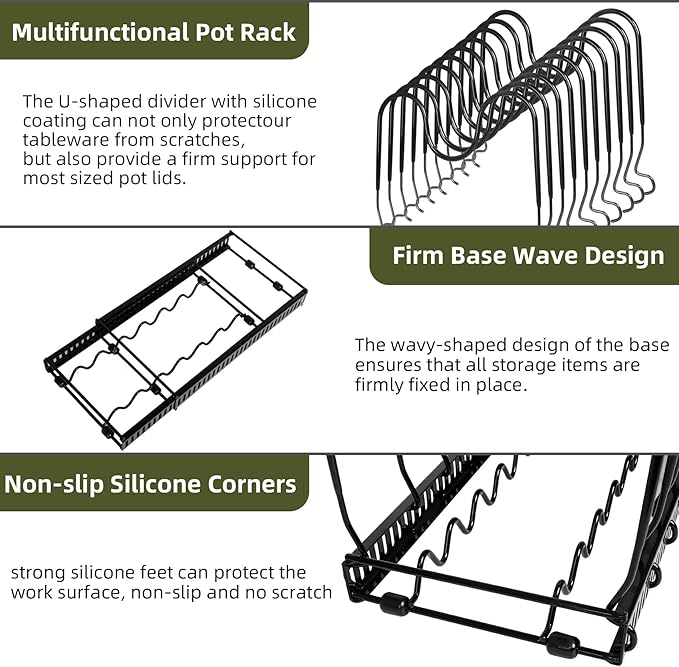 ROOHUA Pot Rack -Expandable Pan Organizer - Image 4
