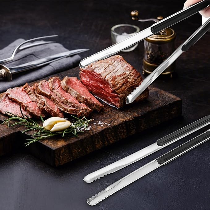 4 Pack Premium Stainless Steel Kitchen Tongs, Serving Tongs - Image 6