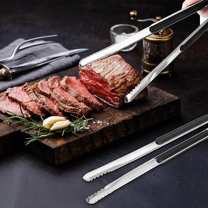 4 Pack Premium Stainless Steel Kitchen Tongs, Serving Tongs - Image 6