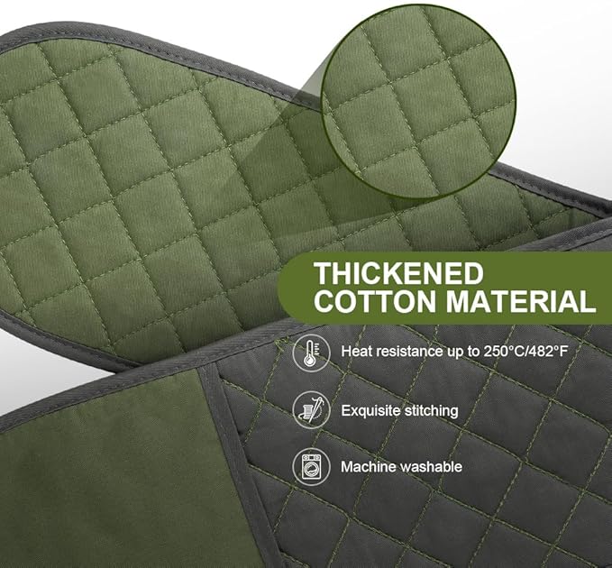 AUAUY Green Double Oven Mitts, 250°C/482°F Heat Resistant BBQ Mittens - Image 3