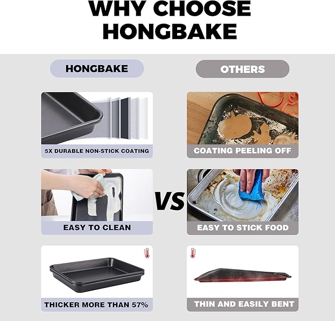 HONGBAKE 2 Pack 9.7X7.5" Toaster Oven Pans - Image 2