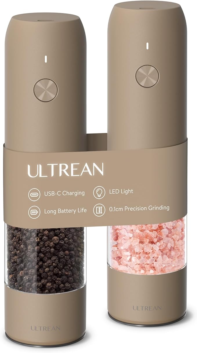 Ultrean Pepper Grinder, Rechargeable Salt and Pepper Grinder Set by Ultrean