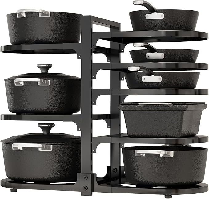 Adjustable Heavy Duty Pots and Pans Organizer Under Cabinet, 8-Tier Pot and Pan by Stayorganized