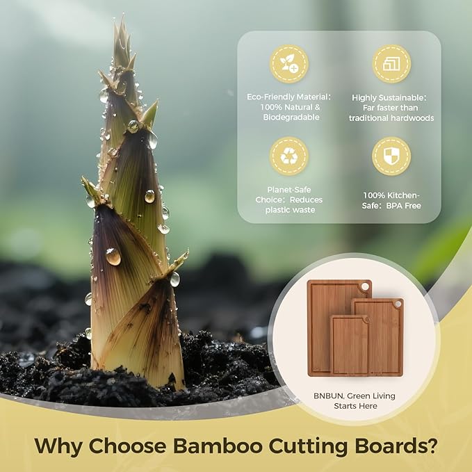 Bamboo Cutting Board for Kitchen – 3-Piece Wooden Boards - Image 7