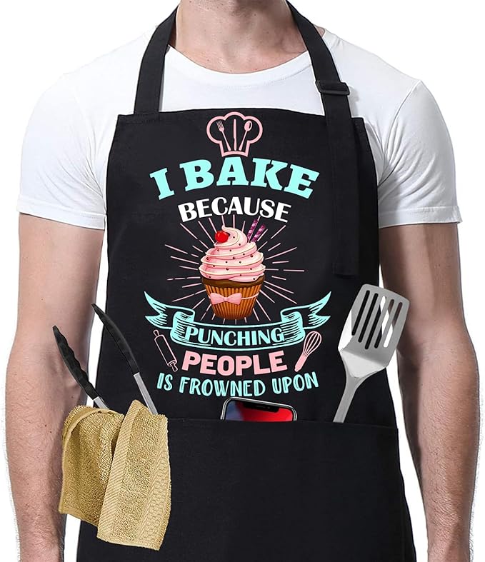 Baking Apron for Women I Baking Because People Is Frowned Aprons Gifts for Men by zukmvuh